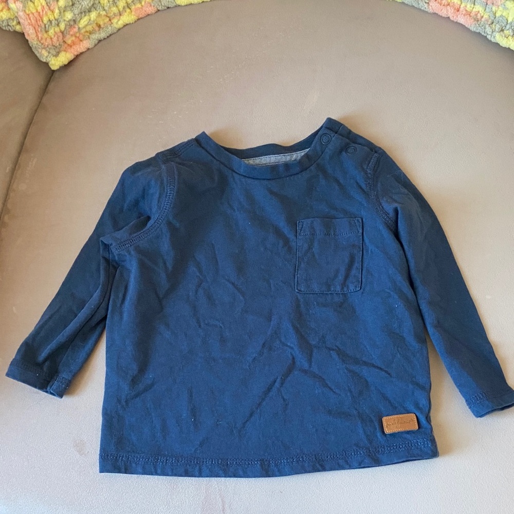 7 for All Mankind Navy Long Sleeve Kids Shirt 12 mos